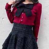 リボンレイヤードニット