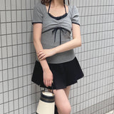 チェックレイヤードトップス