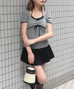 チェックレイヤードトップス