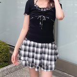 チェックレイヤードトップス