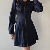 【予約商品 10月上旬お届け】長袖フロントジップワンピース