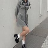 長袖フロントジップワンピース