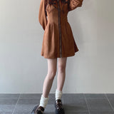 【予約商品 10月上旬お届け】長袖フロントジップワンピース