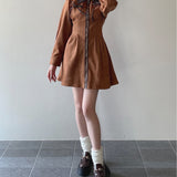 【予約商品 10月上旬お届け】長袖フロントジップワンピース