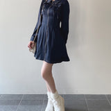 【予約商品 10月上旬お届け】長袖フロントジップワンピース
