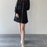 【予約商品 10月上旬お届け】長袖フロントジップワンピース