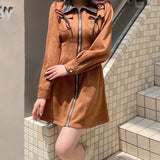 長袖フロントジップワンピース
