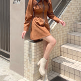長袖フロントジップワンピース
