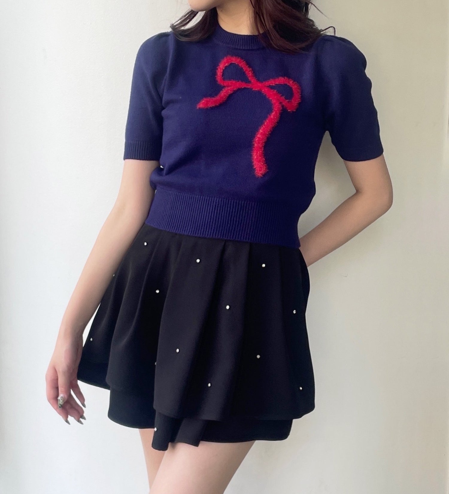 【予約商品 9月中旬お届け】フェザーリボンニット