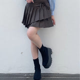 【予約商品 9月上旬お届け】ダブルプリーツスカート