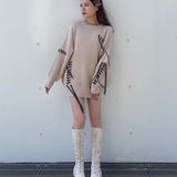 【予約商品 10月上旬お届け】ステッチニットワンピース