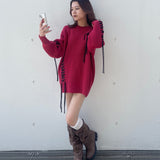 【予約商品 10月上旬お届け】ステッチニットワンピース