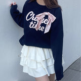 【予約商品 10月下旬お届け】リボンロゴジャガードニット