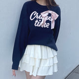 【予約商品 10月下旬お届け】リボンロゴジャガードニット