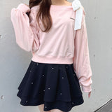 リボンワンショルトレーナー