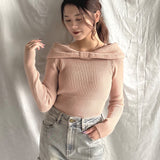 【予約商品 11月上旬お届け】リボンオフショルニット