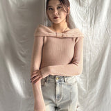 【予約商品 11月上旬お届け】リボンオフショルニット