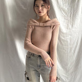 【予約商品 11月上旬お届け】リボンオフショルニット