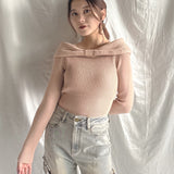 【予約商品 11月上旬お届け】リボンオフショルニット