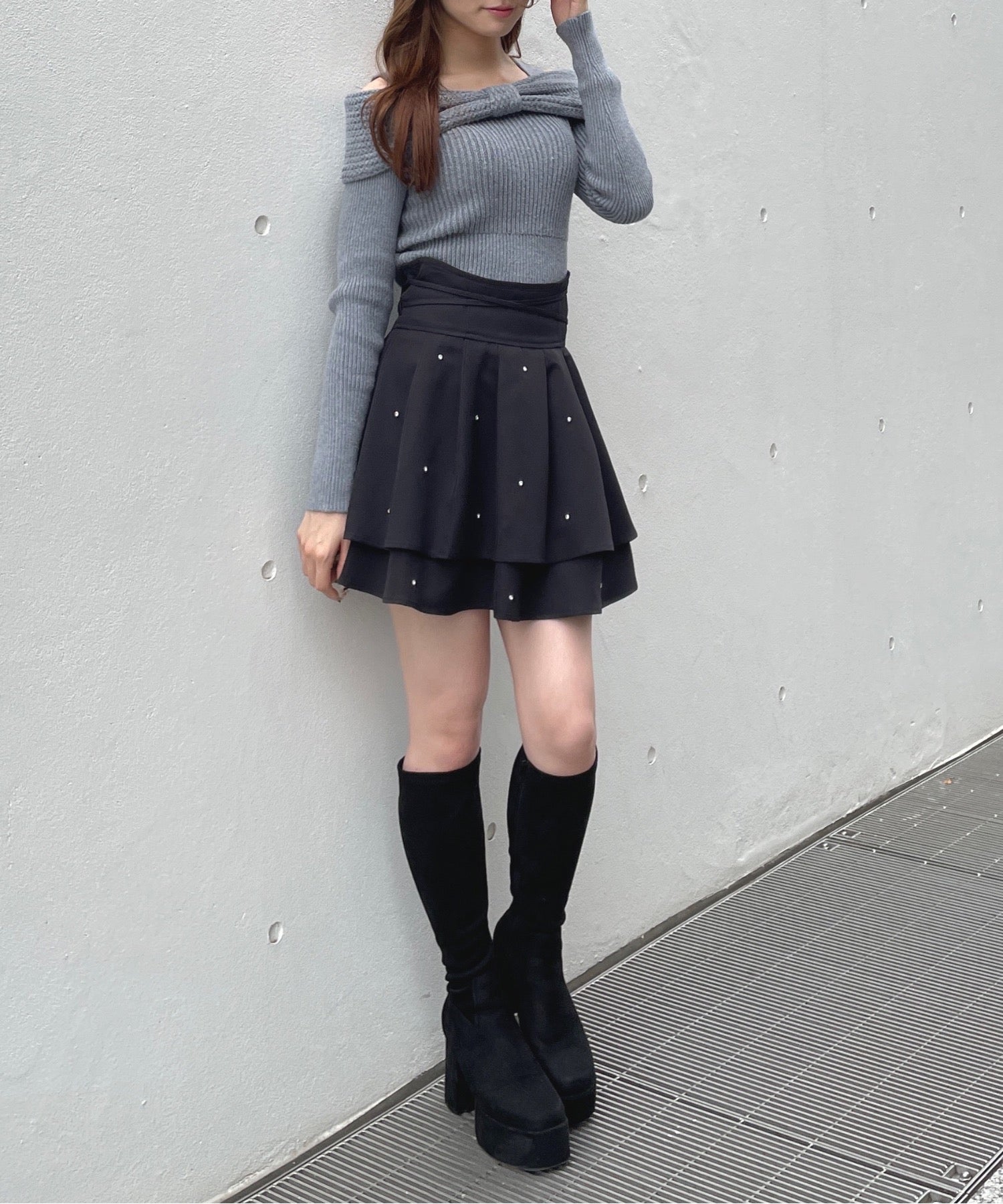 値下げ 極美品 春ニット YUKI SHIMANE オフショルダーリボン ニット 値下げ 極美品 春ニット YUKI SHIMANE オフショルダーリボン