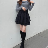 リボンオフショルニット