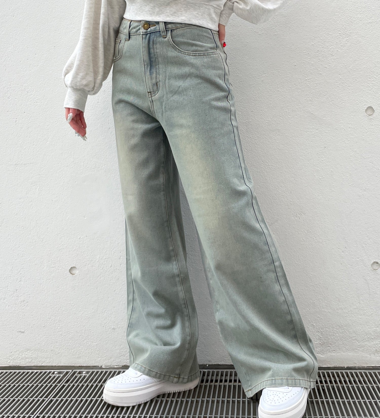 【予約商品 10月中旬お届け】バックリボンワイドデニムパンツ