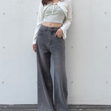 【予約商品 10月中旬お届け】バックリボンワイドデニムパンツ