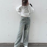 【予約商品 10月中旬お届け】バックリボンワイドデニムパンツ