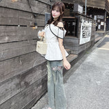 サイドリボンデニムパンツ