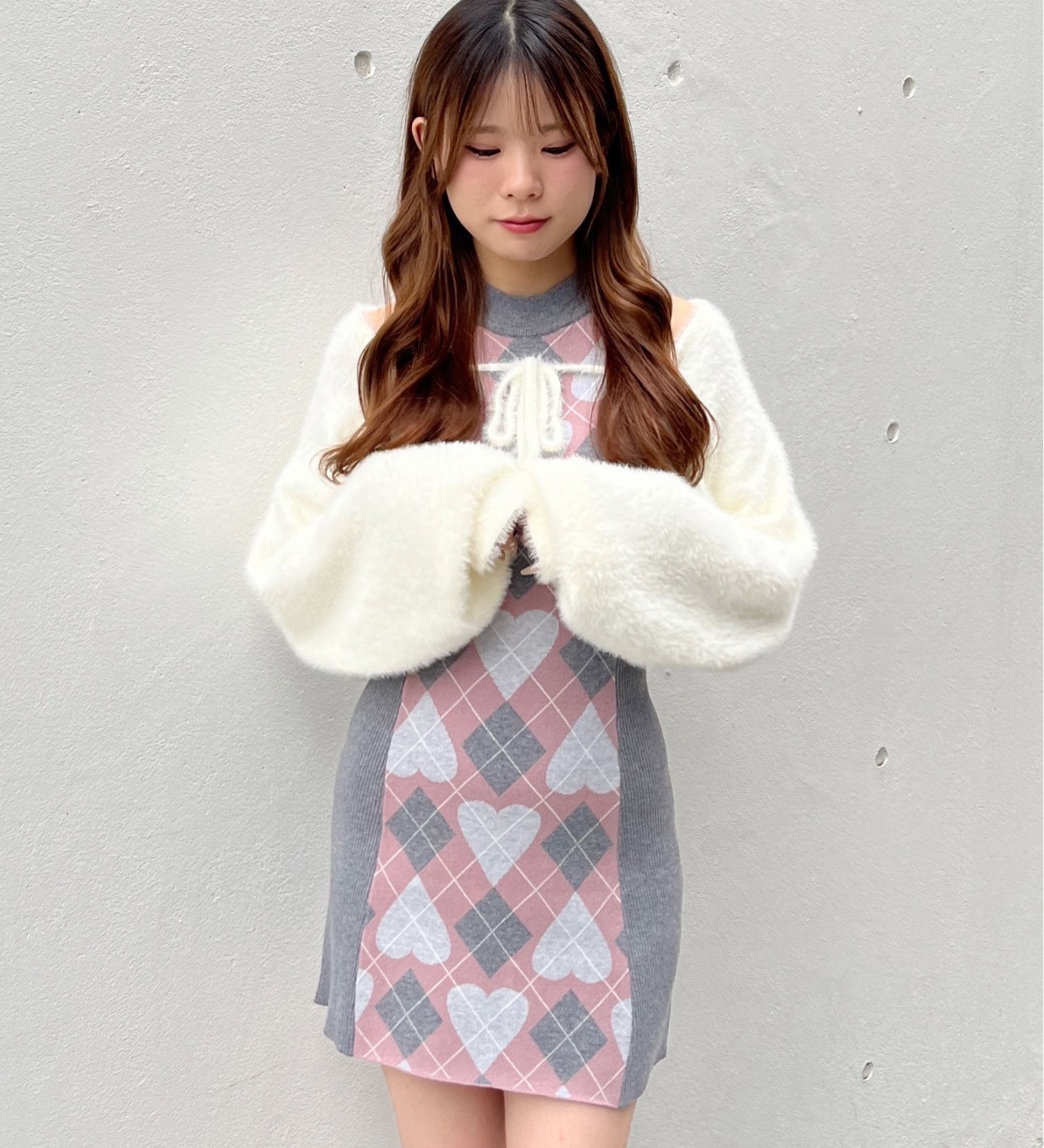 ハートアーガイルニットアンサンブル