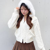 ファー付きニットパーカー