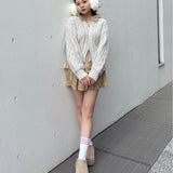 ファー付きニットパーカー