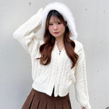 ファー付きニットパーカー