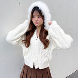 ファー付きニットパーカー