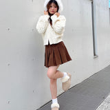 ファー付きニットパーカー