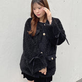 ノーカラーボアジャケット