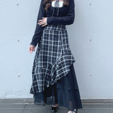 【予約商品 10月下旬お届け】長袖チェックパイピングカットソー