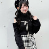 【予約商品10月中旬発送】ベロアリボンオフタートルニット