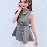 【予約商品6月下旬お届け】テーラードジレドッキングミニワンピース