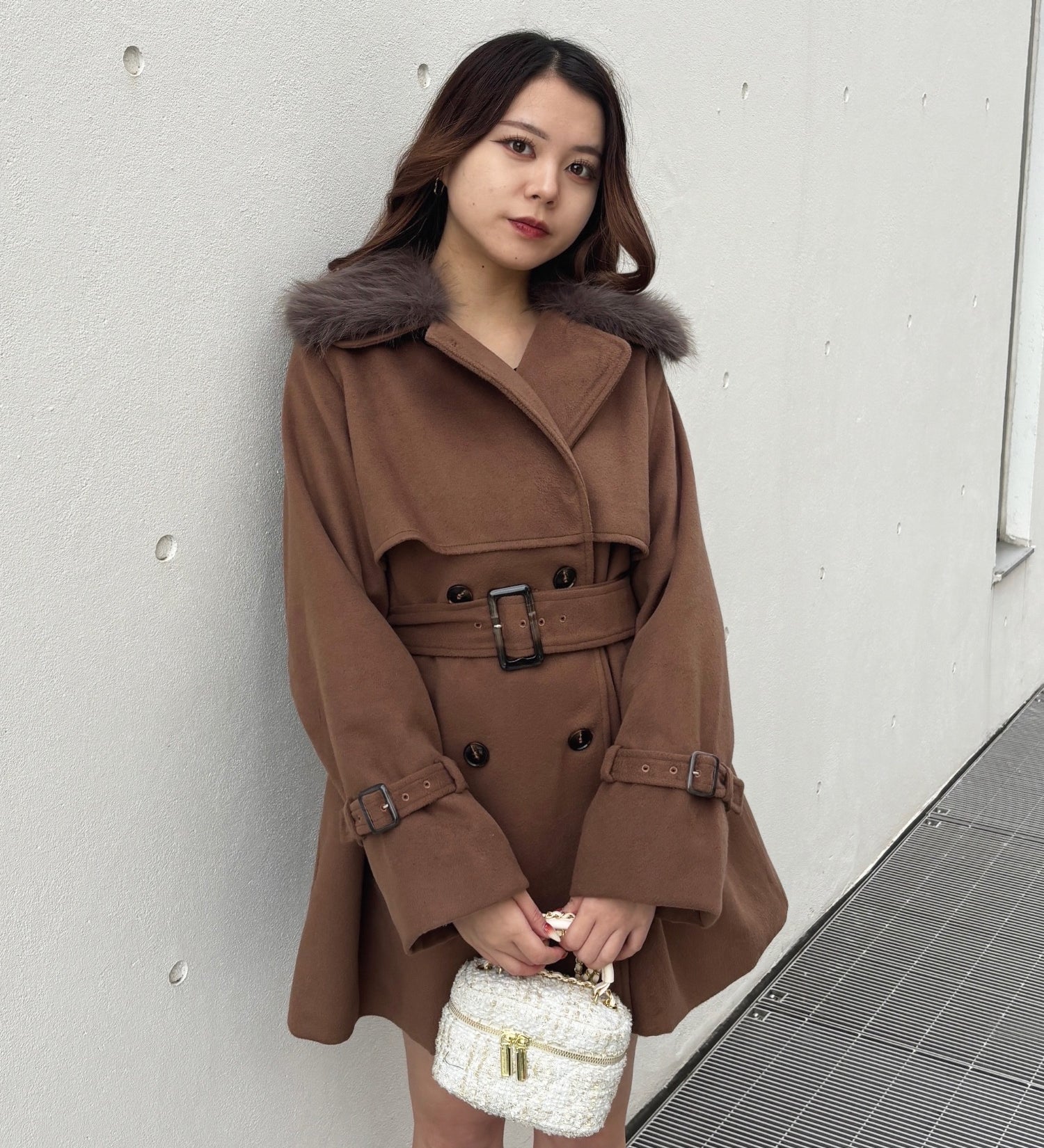 ファー衿コート