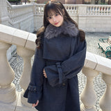 ファー衿コート