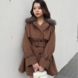 ファー衿コート