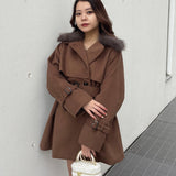 ファー衿コート