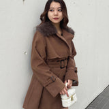 ファー衿コート