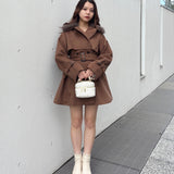 ファー衿コート