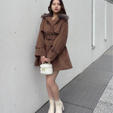 ファー衿コート