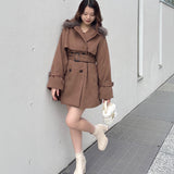 ファー衿コート