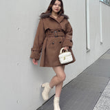 ファー衿コート