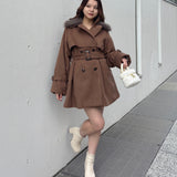 ファー衿コート