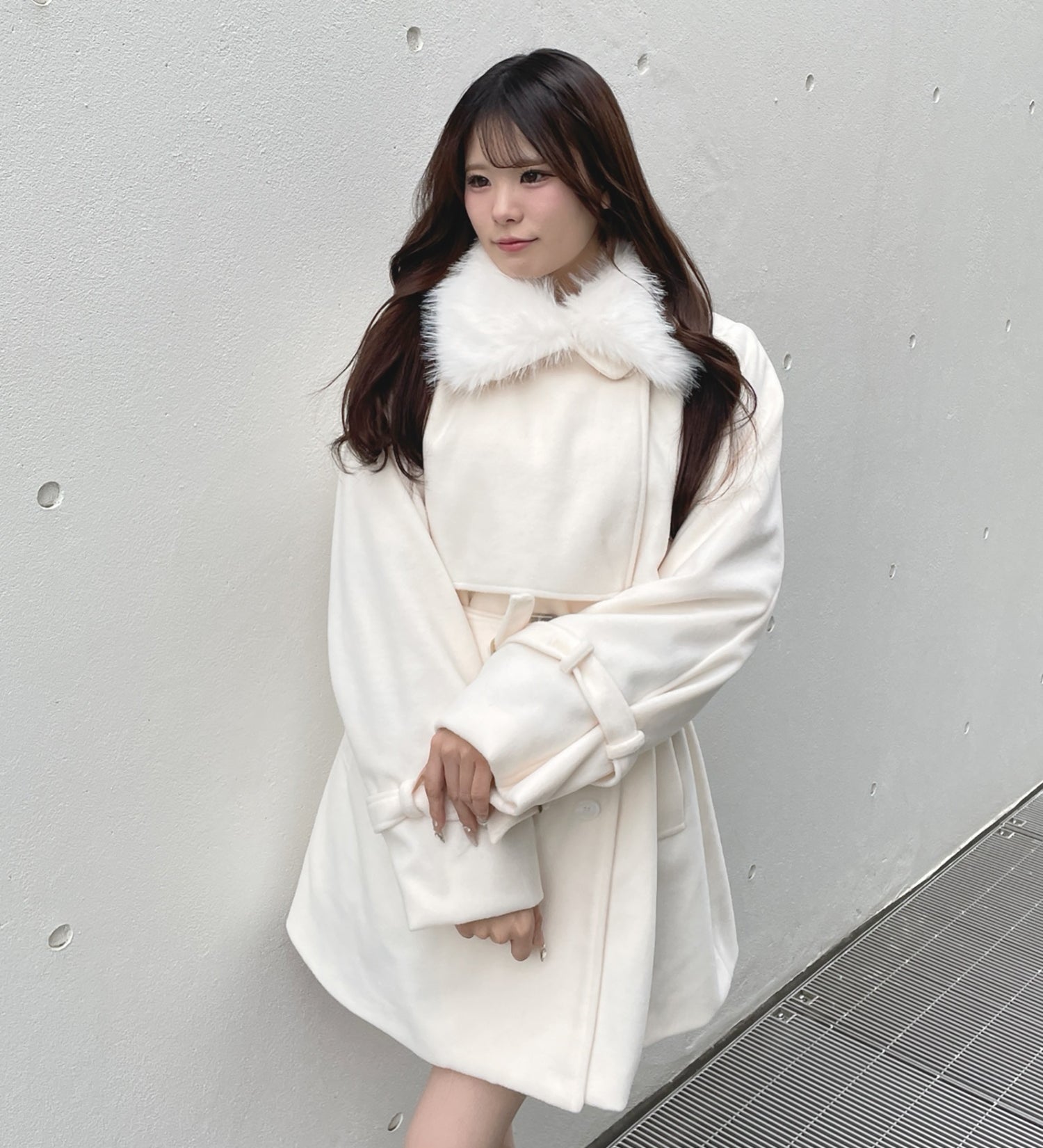 ファー衿コート